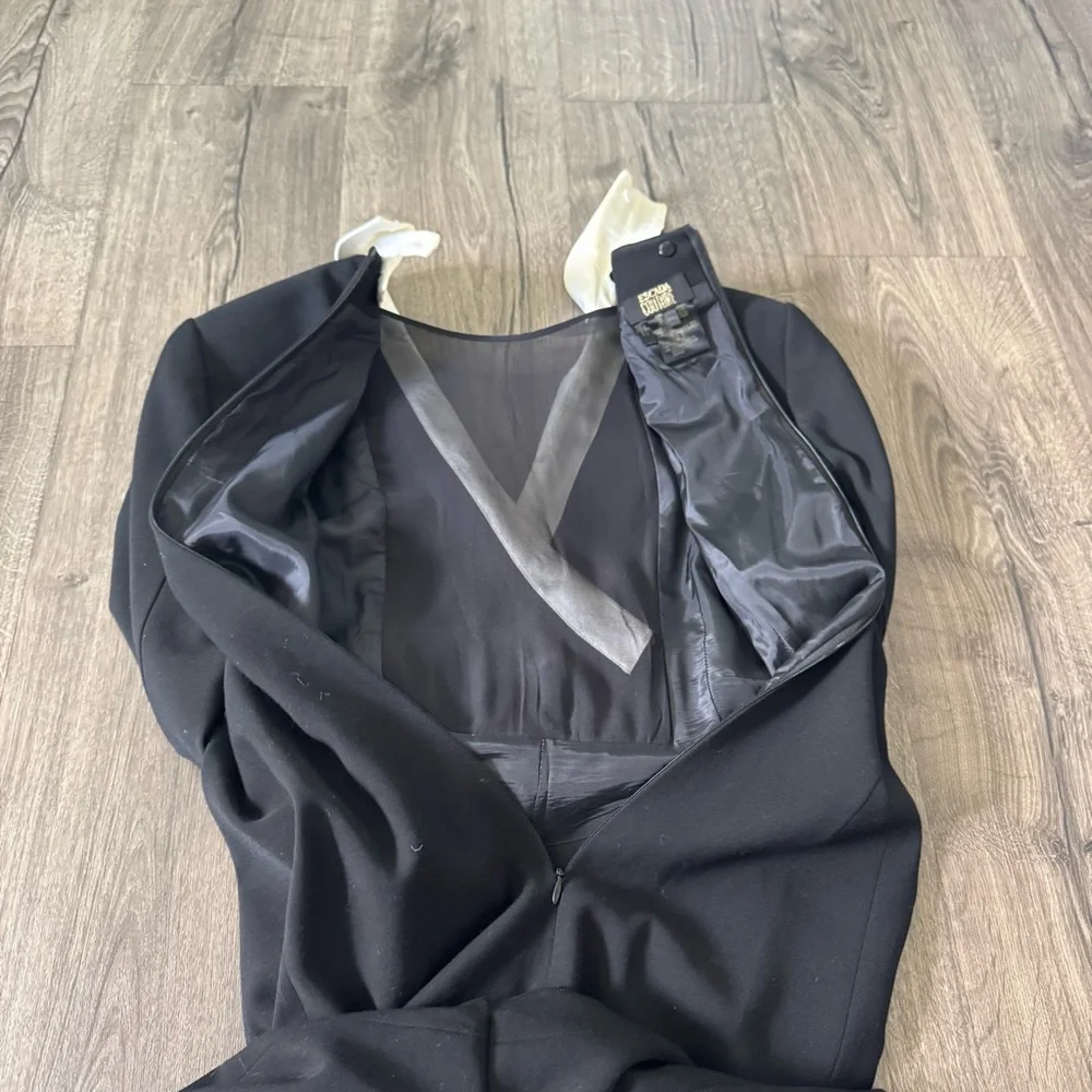 Vintage Escada Couture Black White romper Dress with Gold Accents size 36 - Picture 13 of 14